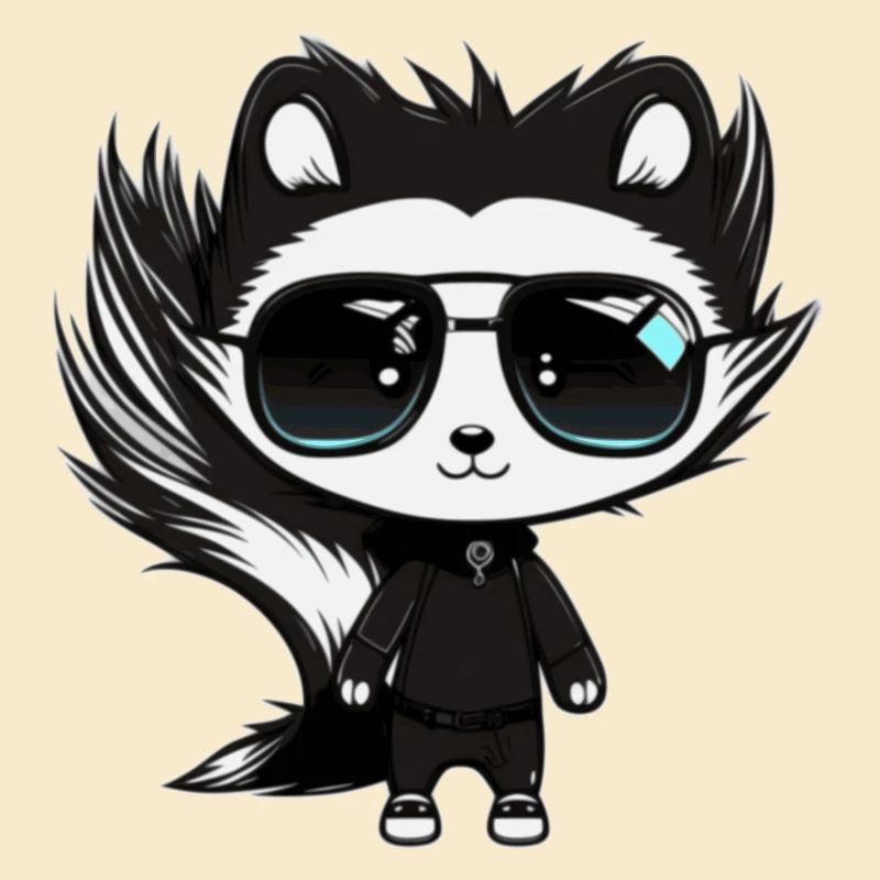 Cute Skunk Stinker avec lunettes de soleil noir et blanc