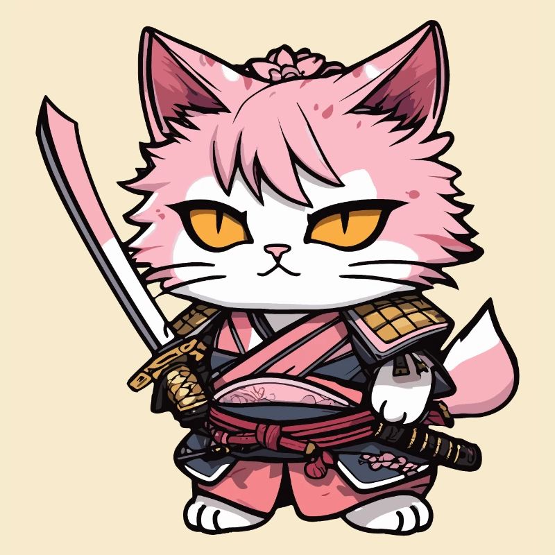 Samurai Katze & Kirschblüten #13
