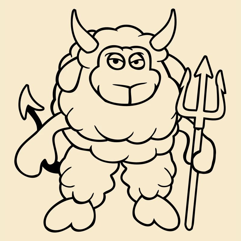 Mouton Diable Satan Enfer Mal Trident Cornes Cool
