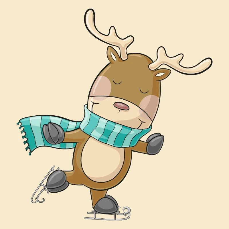 Cute comic reindeer skating