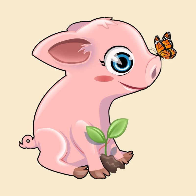 Cochon avec un papillon