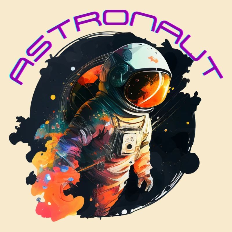 Kosmisches Abenteuer: Ein lebendiger und farbenfroher Astronaut