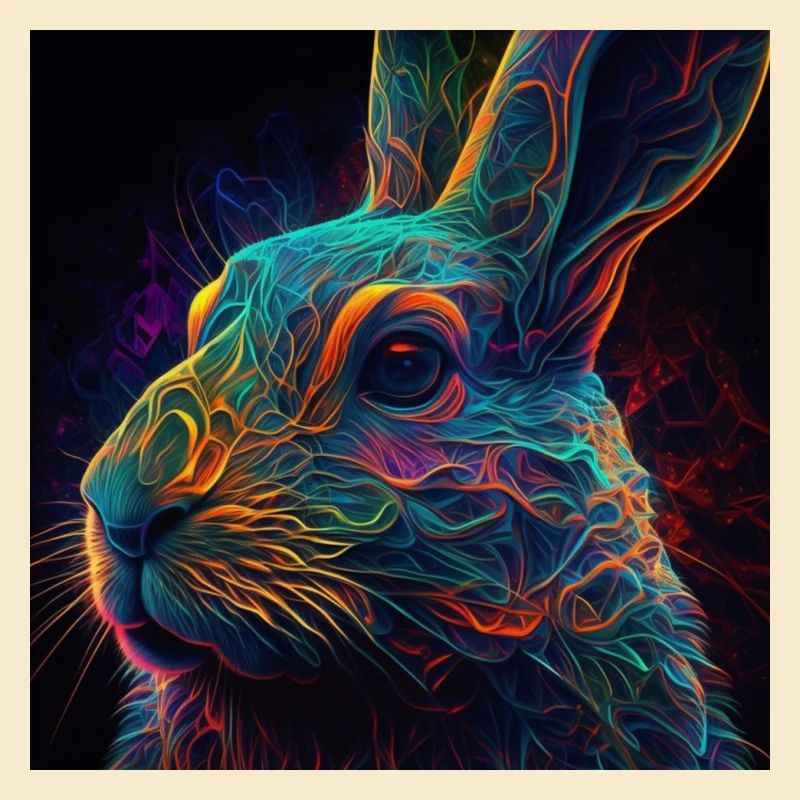 Lapin coloré, design unique