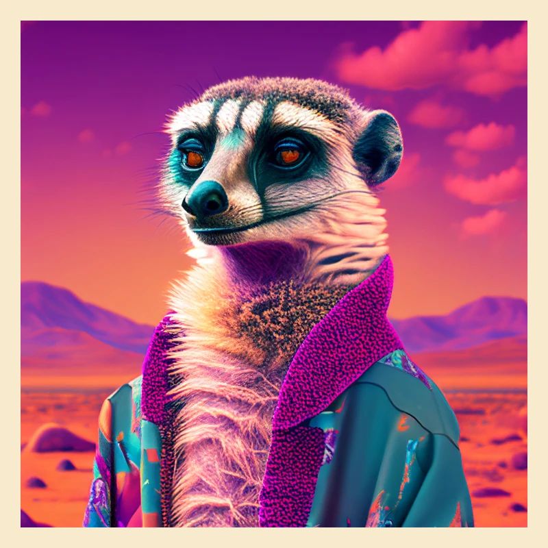 ERDMÄNNCHEN VAPORWAVE, moderne Kunst Neon Farben