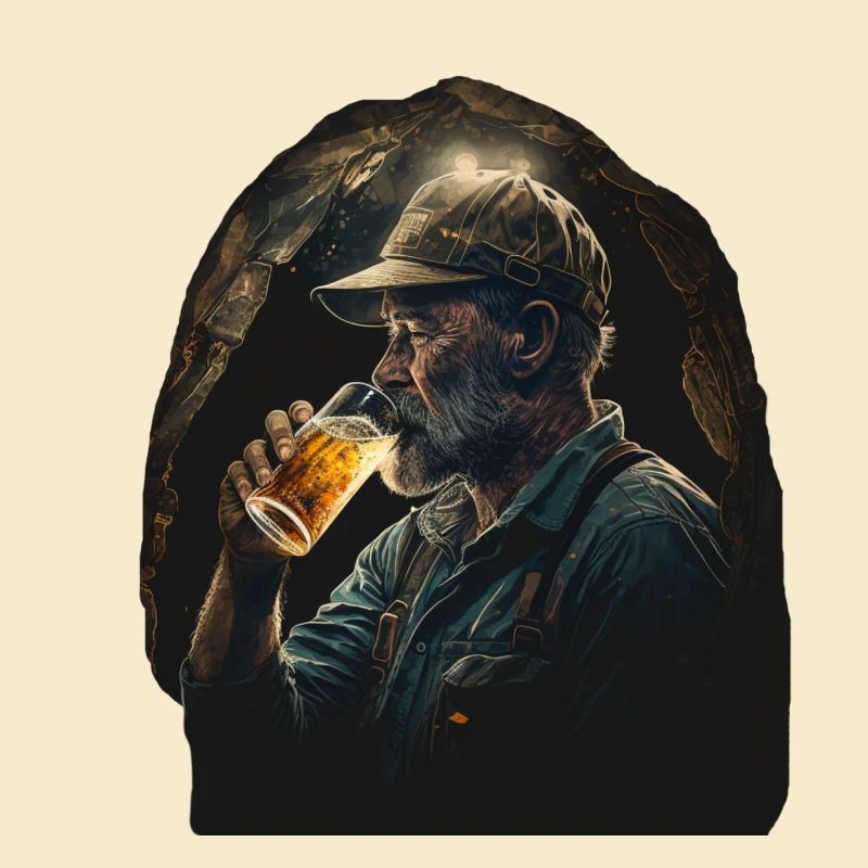 Copain de mineur avec de la bière dans le puits