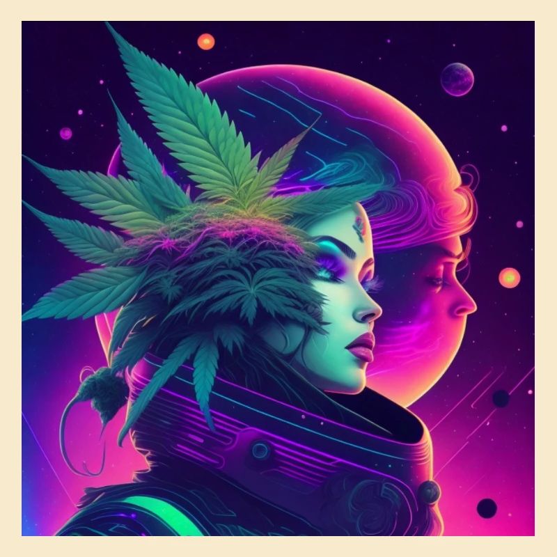 Cannabis Mond mit junger Frau