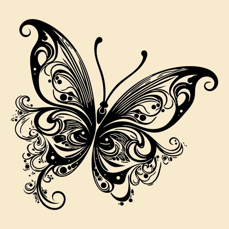 Lines and Dots Style Butterfly Drawing