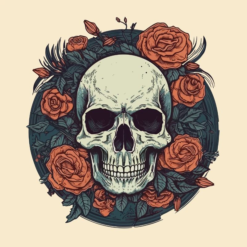 Skull and roses