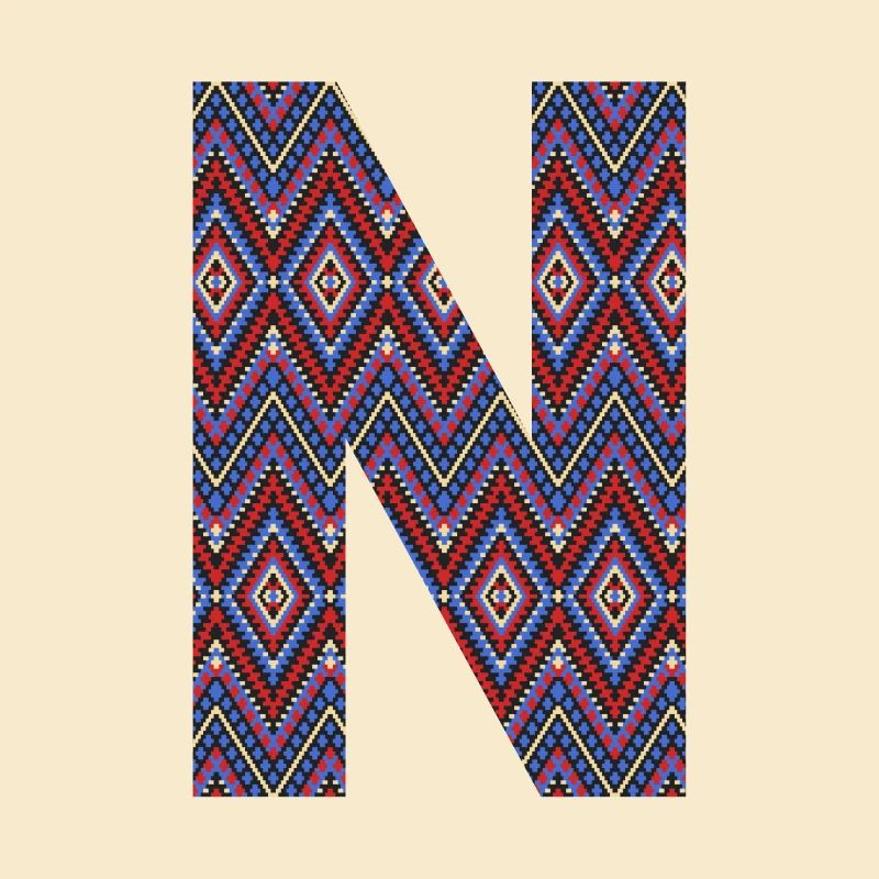 Monogram Letter N- geometric pattern