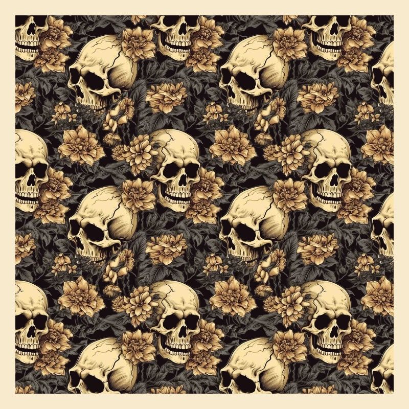 Skulls Seamless Pattern Gothic Dark Halloween