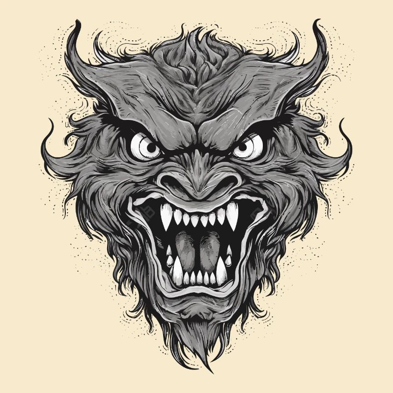 Wild werewolf with nasty teeth, sharp teeth