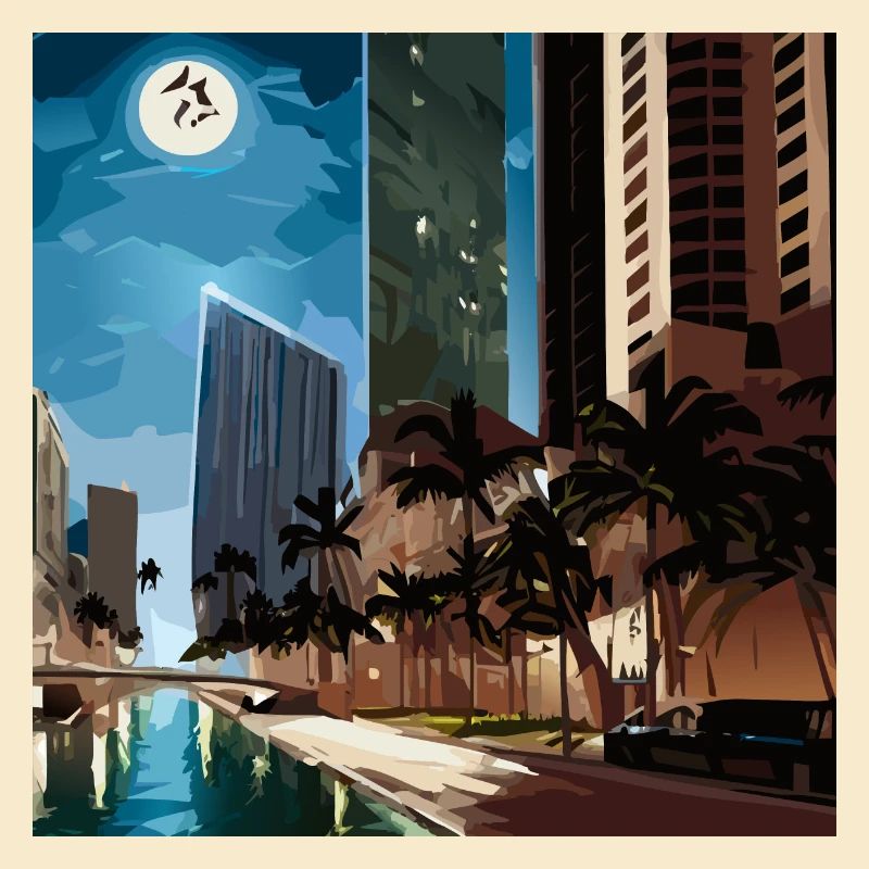 Palm trees in moonlight