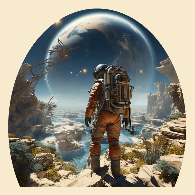Astronaut erforscht fremde Welten