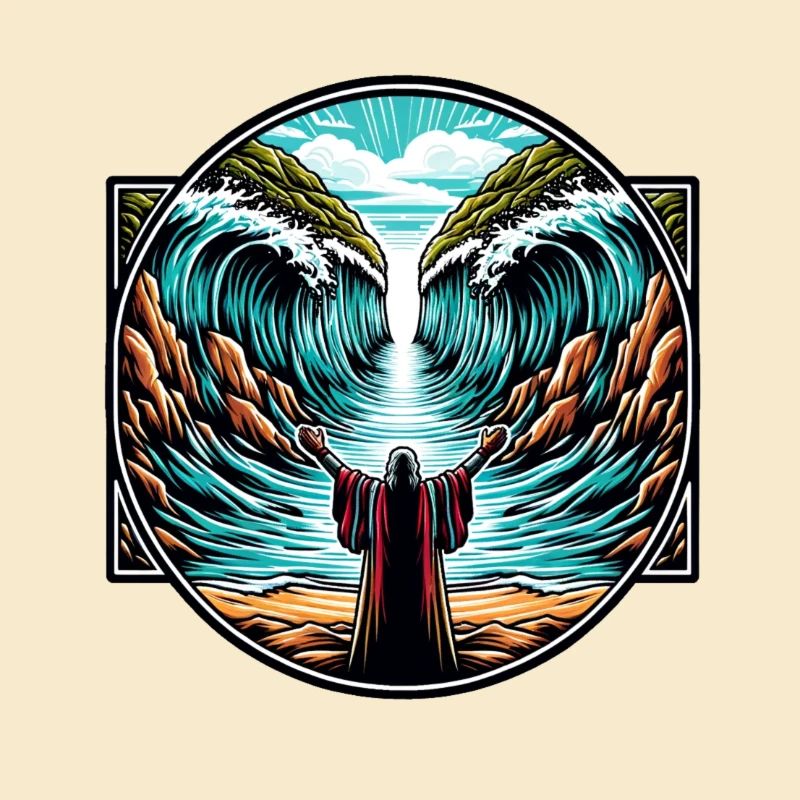 Moses teilt das Meer.