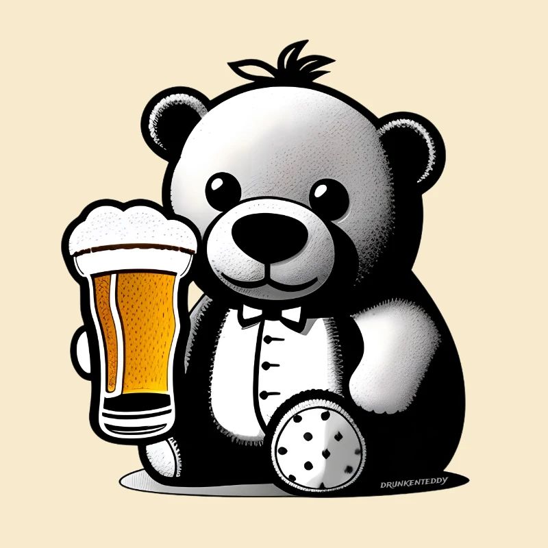 Teddy drinking Beer