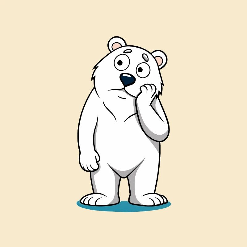 Perplexed Eisbär: Neugieriger Cartoon-Bär