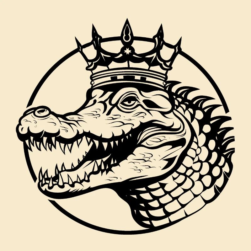 Crocodile from the left side with crown