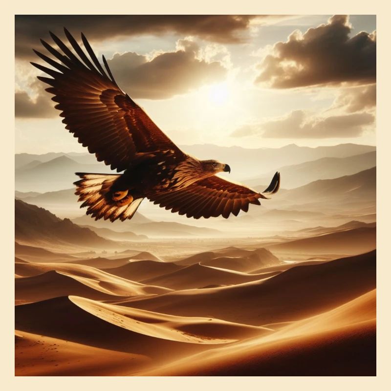 A majestic eagle soaring above the desert C