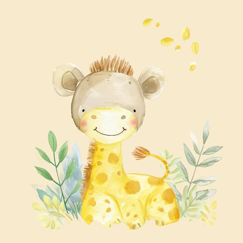 kleine Giraffe, handgemalt - Wasserfarben