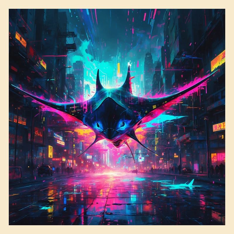 Neon Manta Rays