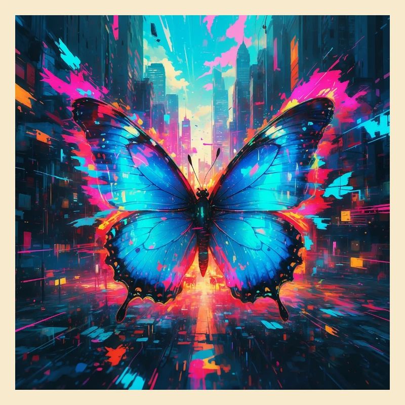 Papillon Morpho bleu fluo