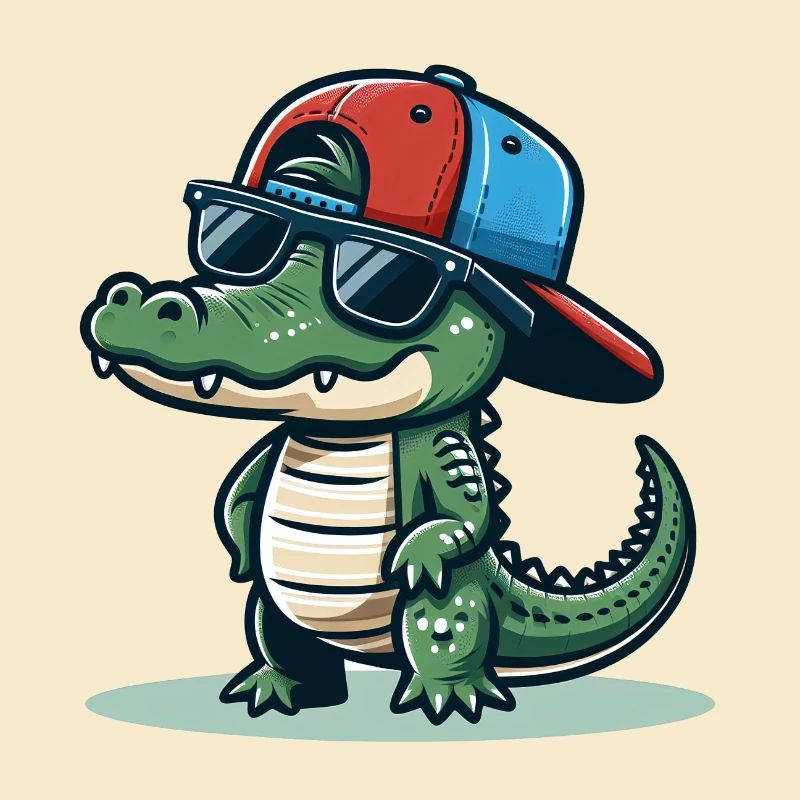 Crocodile with Basecap and Sunglasses - Krokodil