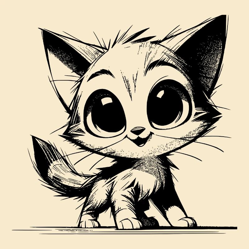 Chat mignon bébé dessin au crayon