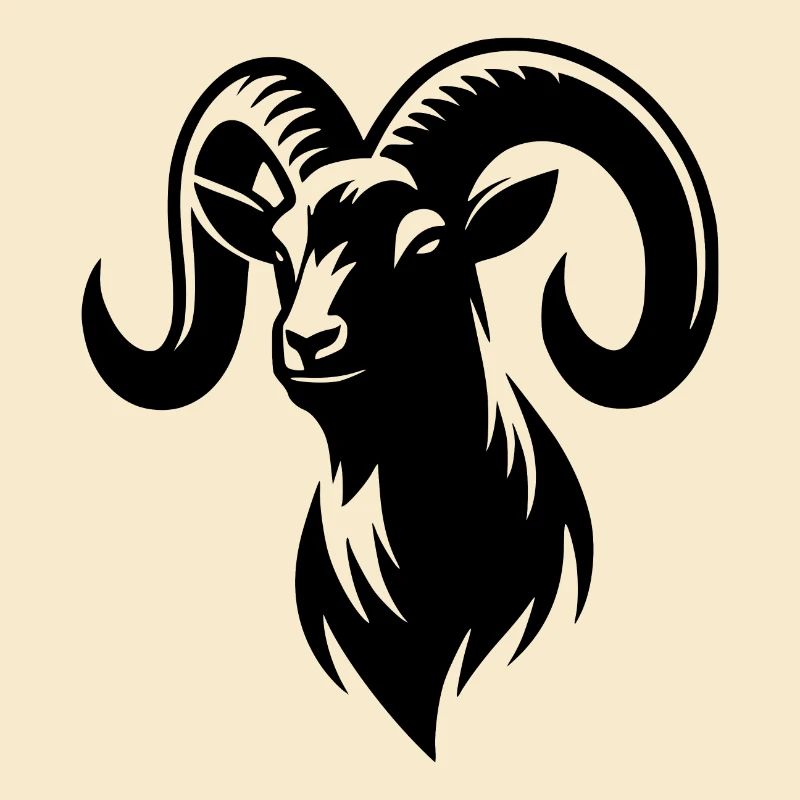 billy goat with huge horns