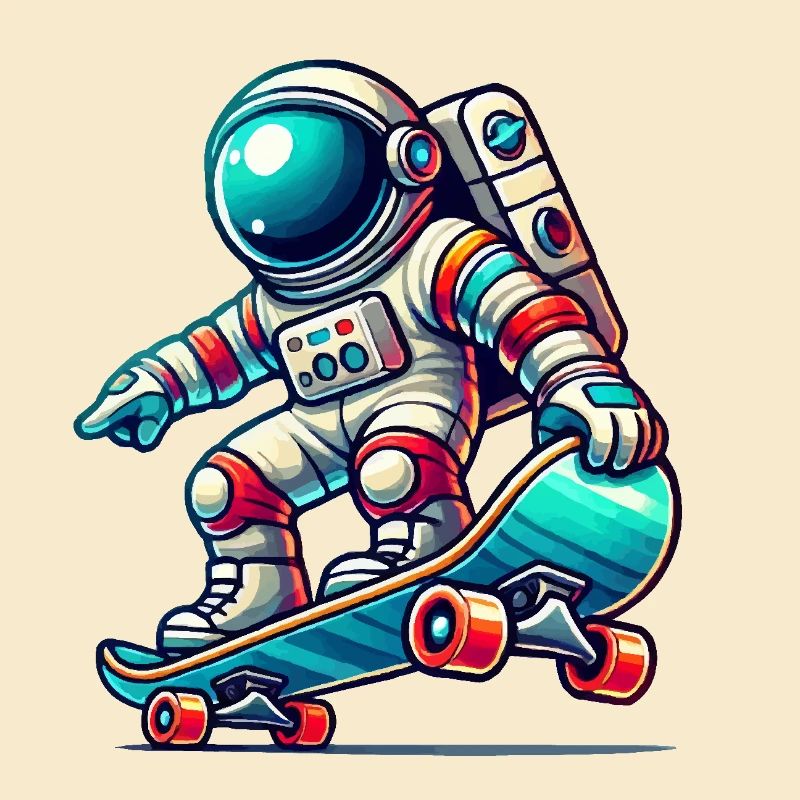 Planche à roulettes astronaute