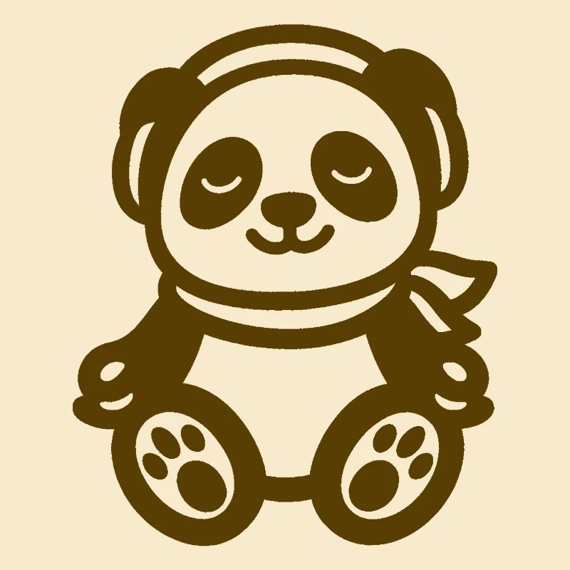 Chilliger Panda mit Kopfhörern – Musik trifft