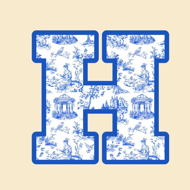 Buchstabe h blaue Chinoiserie
