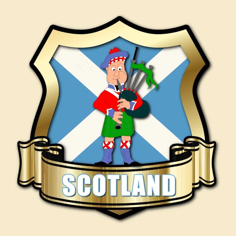 Drapeau de l'Écosse avec bouclier d'or et piper