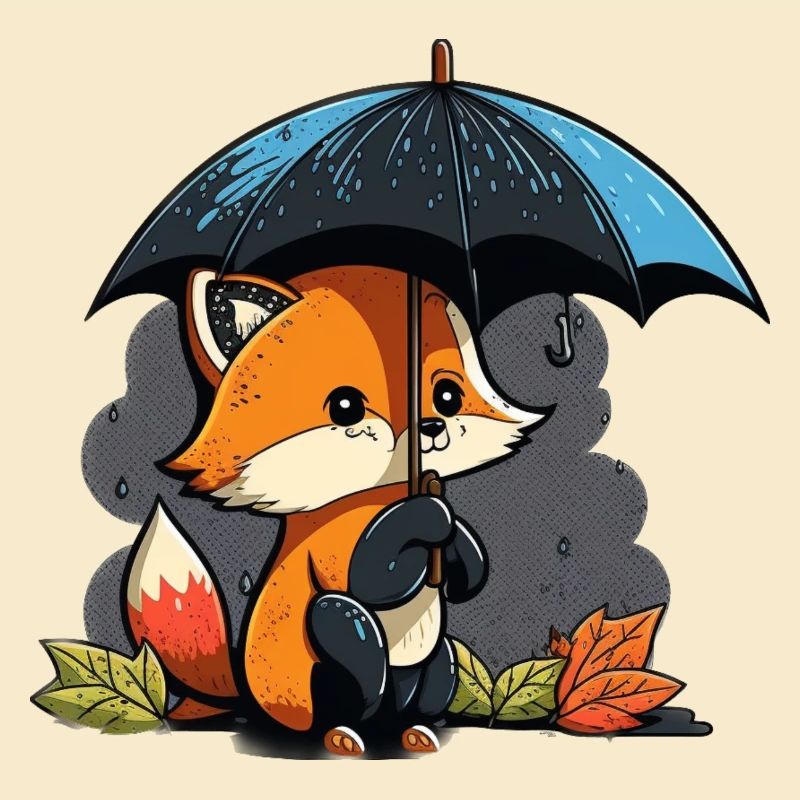 süßer Fuchs mit Regenschirm