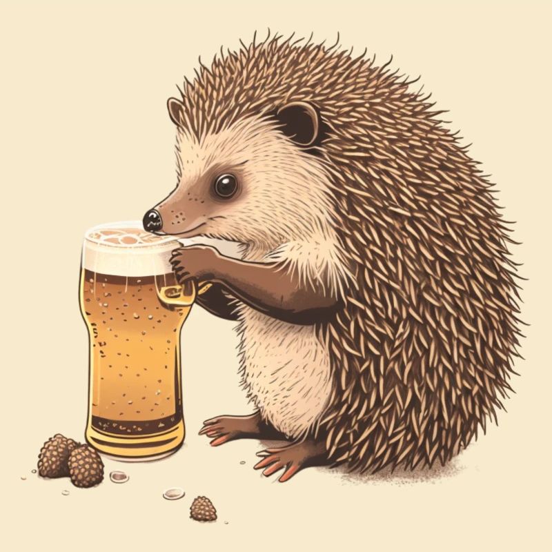 Süßer Igel mit Bier