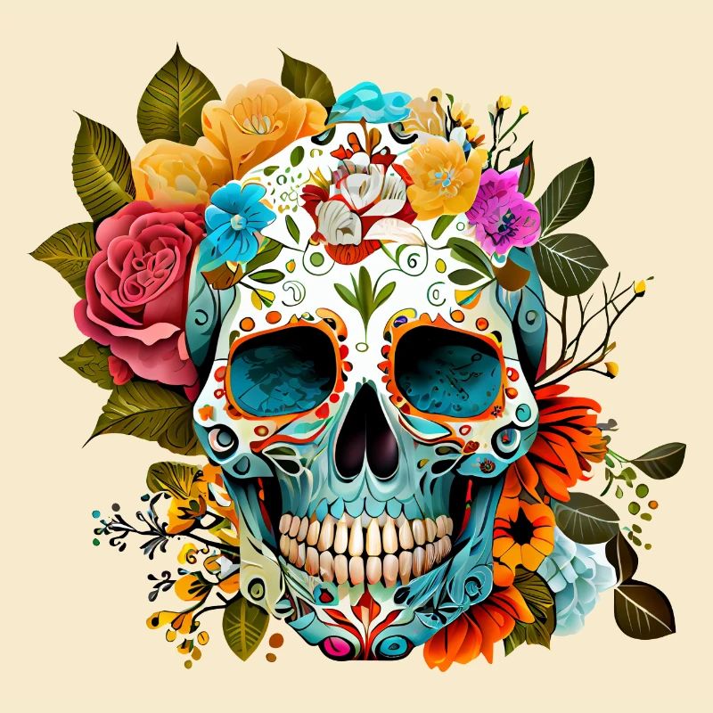 Totenkopf Blumen Bunt