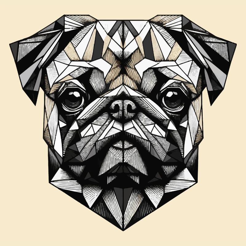 Mops Hund Geometrisch Geschenkidee