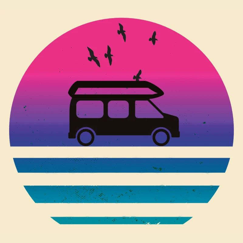 Camper Van Retro Sunset Vintage Campervan