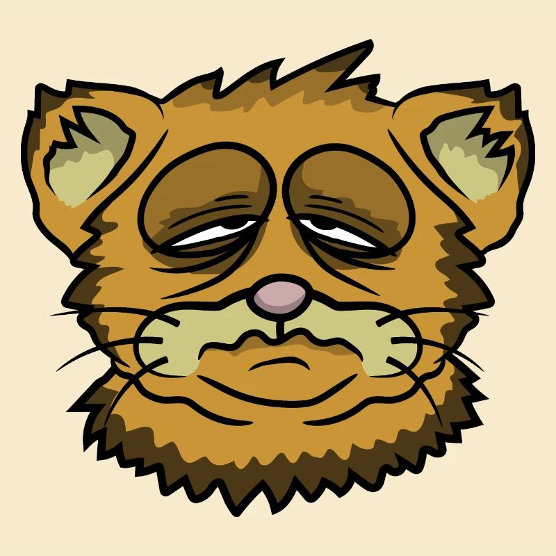 Funny Tired Cat Don't Like Mornings Grumpy Morning