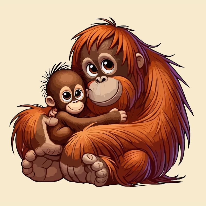 Orang-Utan-Mutter mit Kind