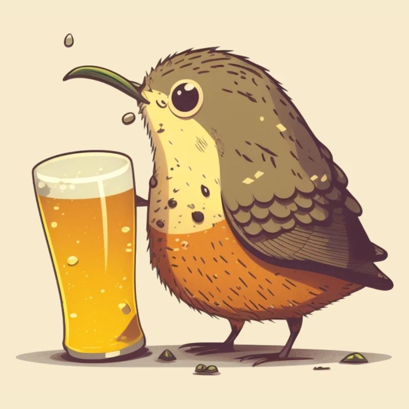süßer Vogel mit Bier