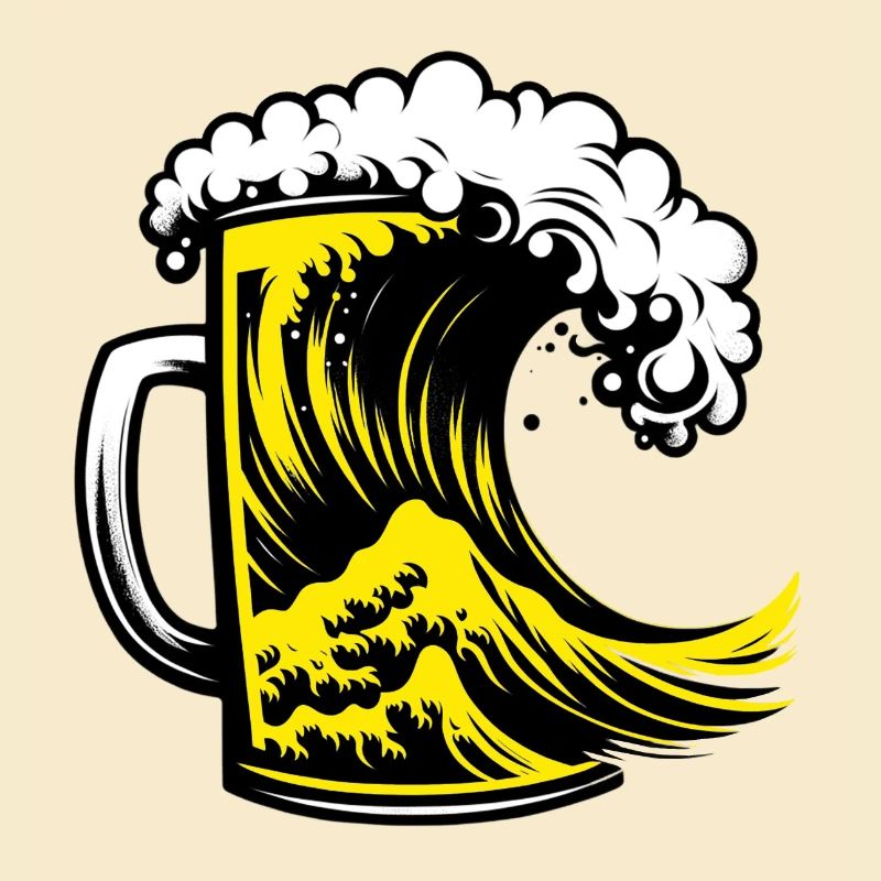 La grande vague de bière Source de bière Beauté mousseuse