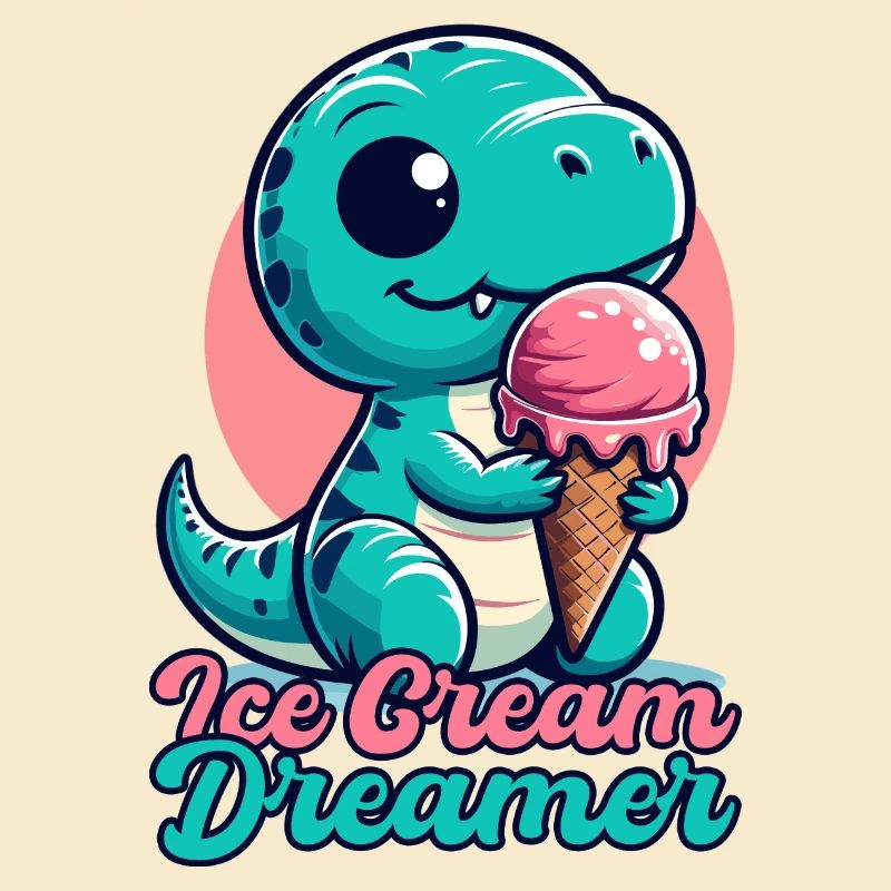 Rêve de crème glacée T-Rex mignon avec cadeau de crème glacée