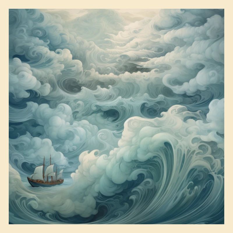 Alone on the cloudy waves