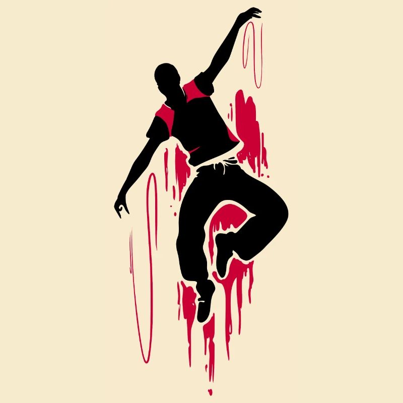 Breakdancer Dancer Silhouette en Rouge Noir