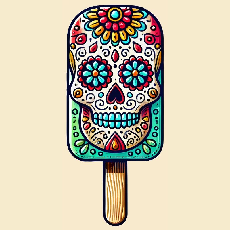funny skull ice motif - Día de Muertos