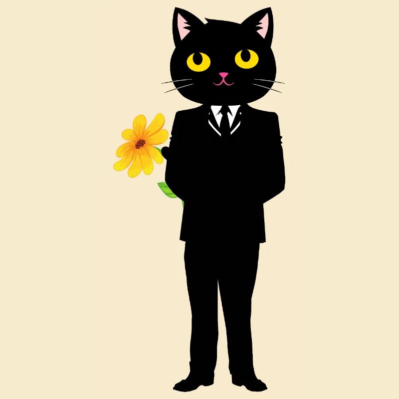 Chat élégant en costume avec une fleur