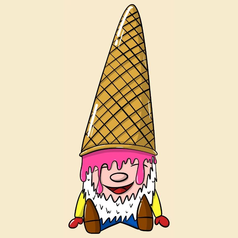 Zwerg mit Eiswaffel - Wichtel mit Eis