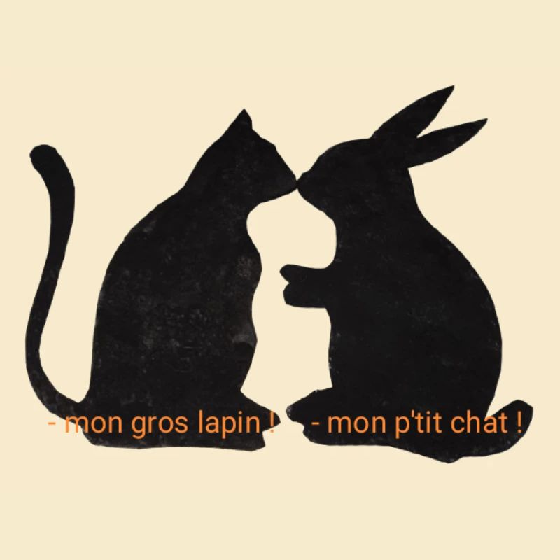 Cat and rabbit friends, romantic relationship