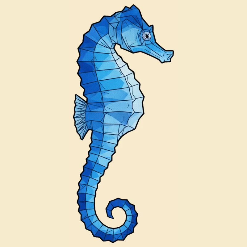 Hippocampe polygone bleu