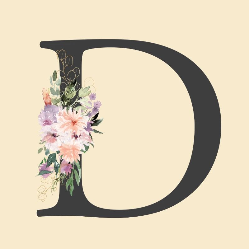 Lettre D, Monogramme, Fleurs